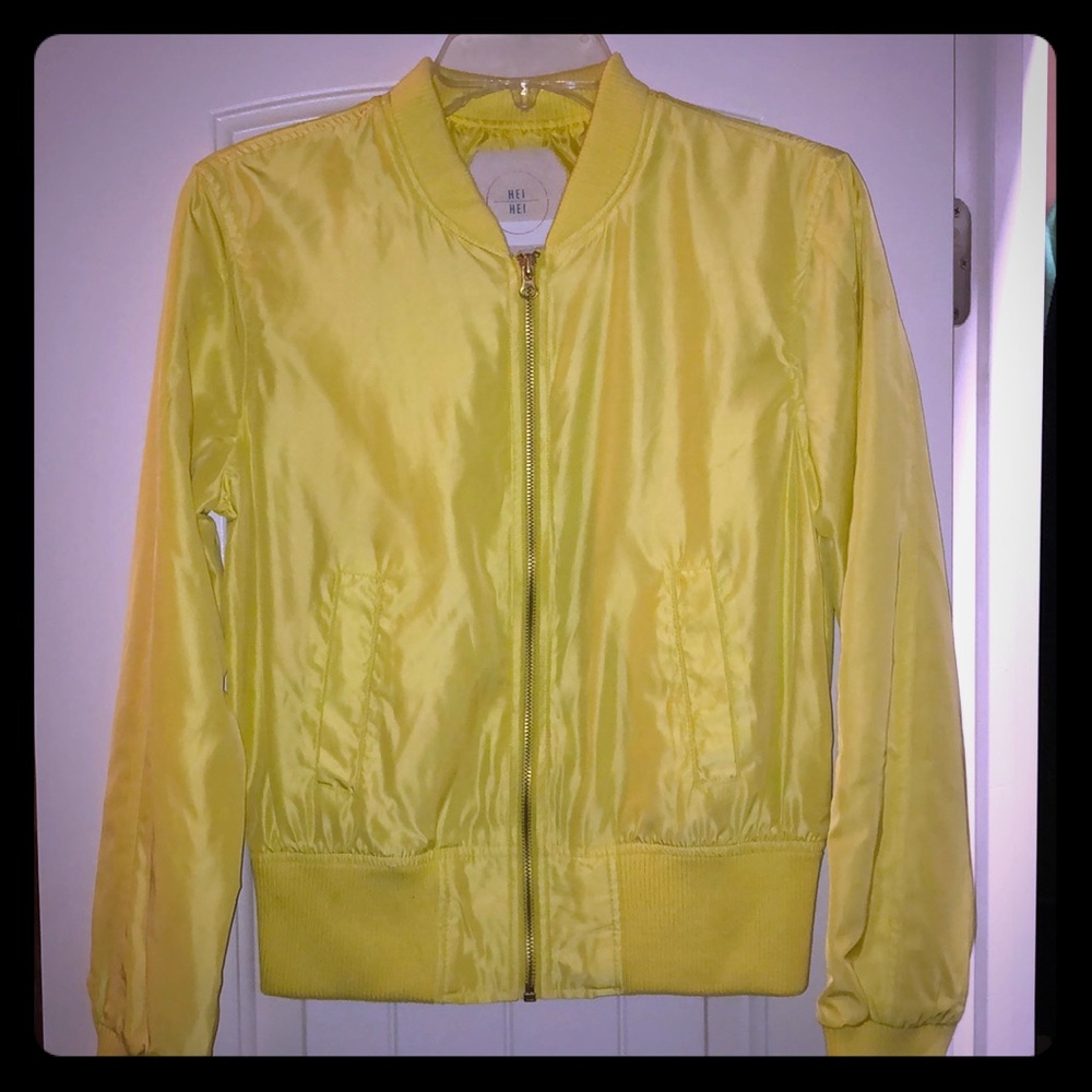 NWOT Anthropologie Yellow Bomber Jacket